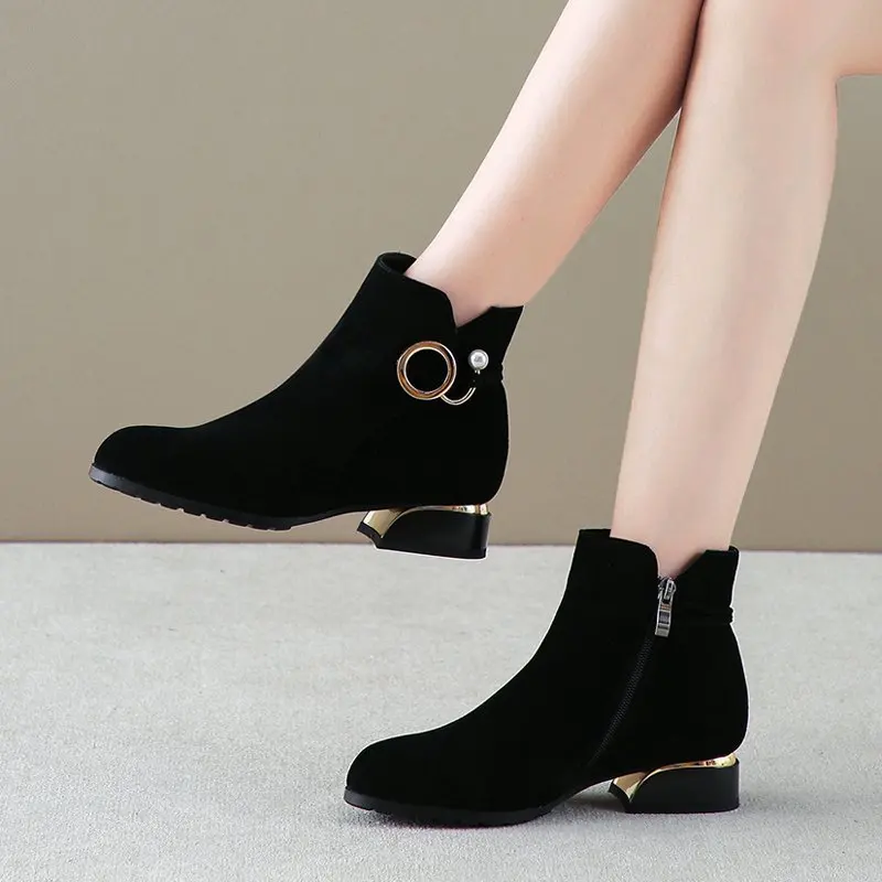 Hot Sale Women's Shoes Fashion Comfortable Ankle Boots Autumn Low Heel Shoes for Women Plus Size 43 Autumn Winter Boots Zapatos