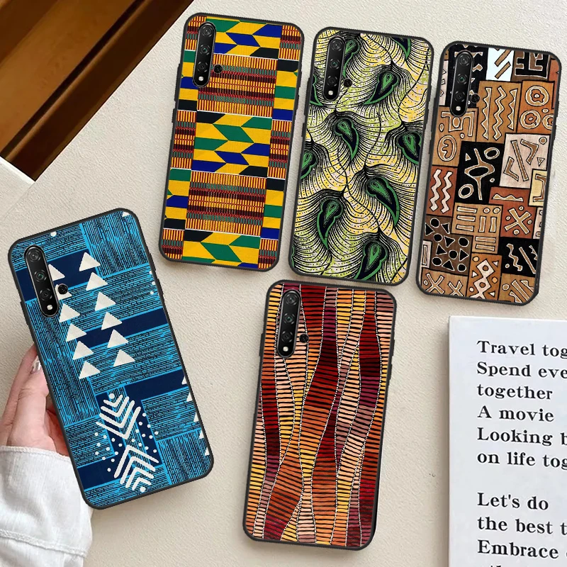 African Print Fabric For Huawei Nova 9 10 SE 11 Pro 11i 8i 3i 5T Y60 Y61 Y70 Y90 Y91 P20 P30 P40 Lite Phone Case