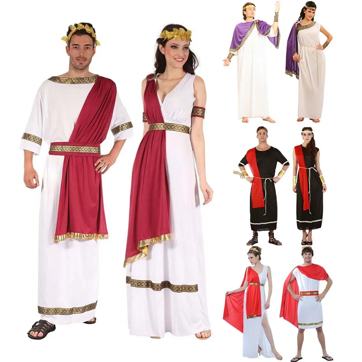 Festa de halloween feminino masculino imperador romano toga traje cosplay trajes anime cosplay