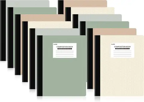12 Pack Wide Ruled Composition Notebooks, 9.75x7.5 Inches, 160 Pages Assorted Colors for School Office