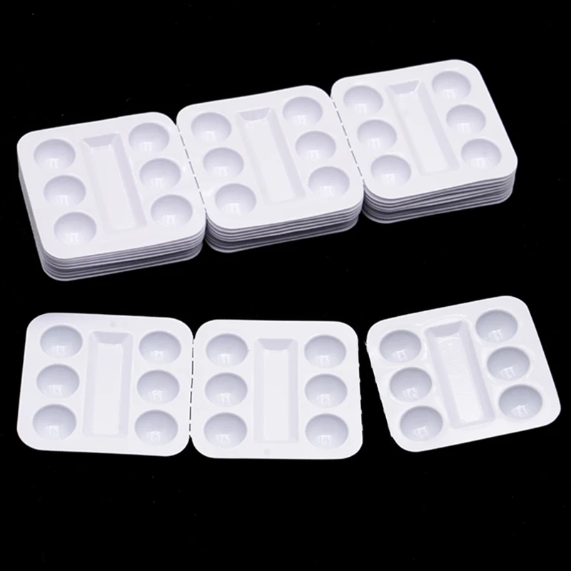 

30pcs/box Dental Mixing Wells 6 Holes Disposable Plastic Palette For Resin Adhesive Composite Mixing Tray Material Dentist Tools