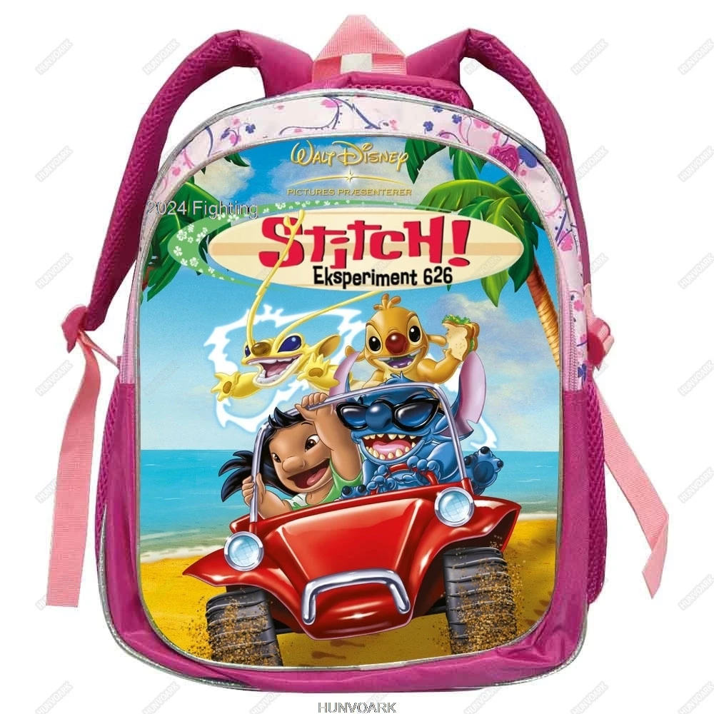 Lilo & Stitch plecak Cartoon dzieci studenci torby szkolne Kawaii Stitch chłopcy dziewczęta Cartoon 12 cali przedszkole Mochila Infantil