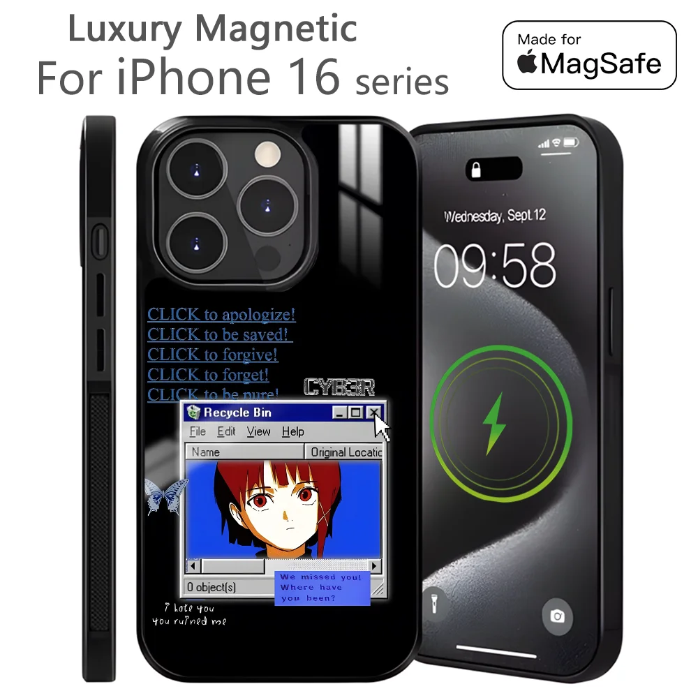 

Serial Experiments Lain Anime Phone Case For iPhone 16 15 14 13 12 11 Pro Max Plus Mini Magnetic Magsafe Wireless Charging Cover