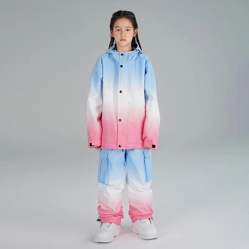 

Gradient Childrens Ski Suit Set Warm Waterproof Windproof Winter Fashion Outdoor Skiing Suit Kids Clothes