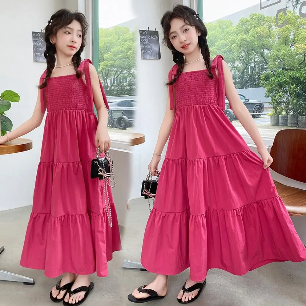 

Casual Loose Girl Princess Dress Ruffle Edge Sleeveless Teens Cake Sling Dress Sweet Children Beach Dress Birthday