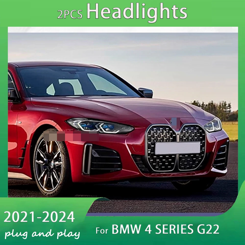 

2 шт. автомобильные фары для BMW G22 G82 G23 4 серии, светодиодные фары 2021-2024, фары Drl, линзы проектора, автомобильные аксессуары