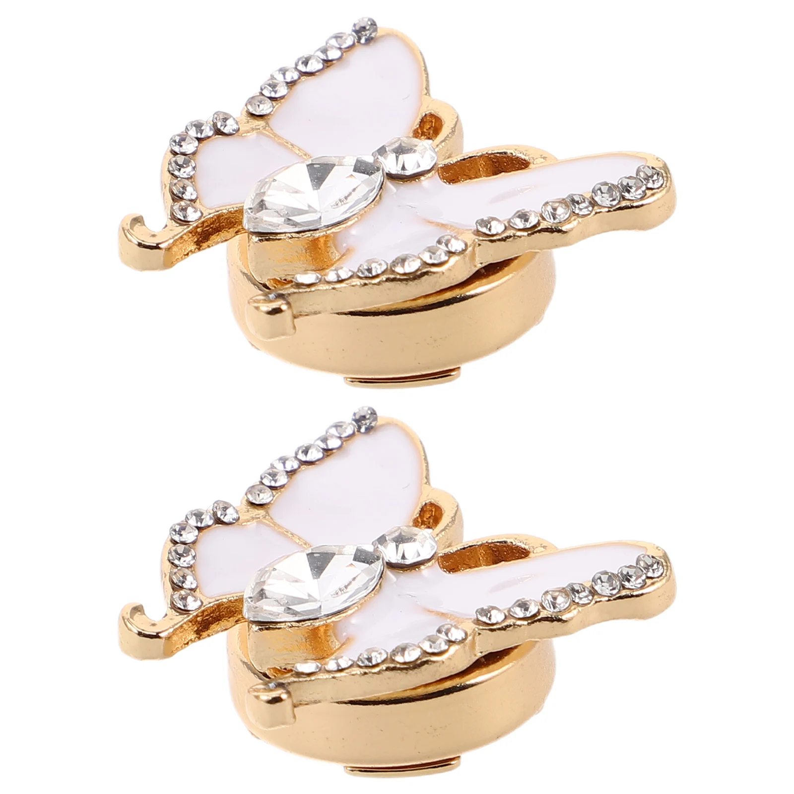 

2Pcs Butterfly Cufflinks Rhinestone Shirt Arm Jewelry for Women Sleeve Nails White Crystal Elegant Fashion Accessories