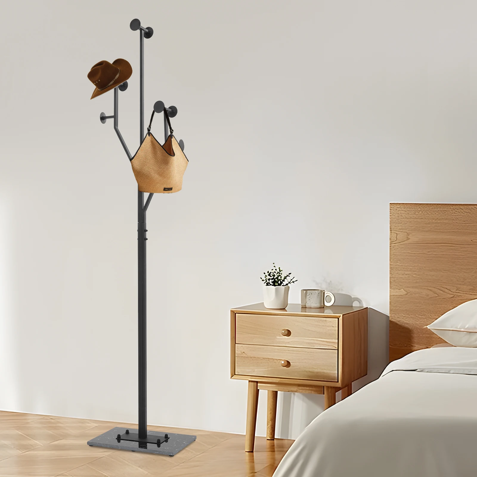 

Black Iron Marble Floor-to-ceiling Coat Rack 38x26x175cm High-load Clothes Storage Rack Sub-clean Clothes Rack