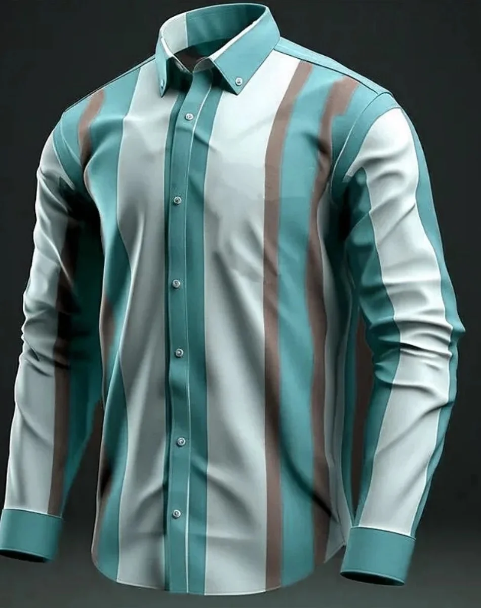 2025 新しいファッションメンズプリントシャツ、ラペルスーツ、長袖カジュアルアウトドアストリートシャツ、柔らかく快適なシャツカジュアル