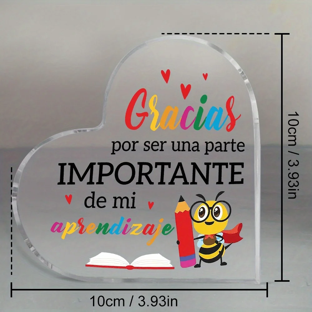 Acrylic Heart Puzzle Teacher Gift, Thank You Card Book Pencil Design, Appreciation Present
