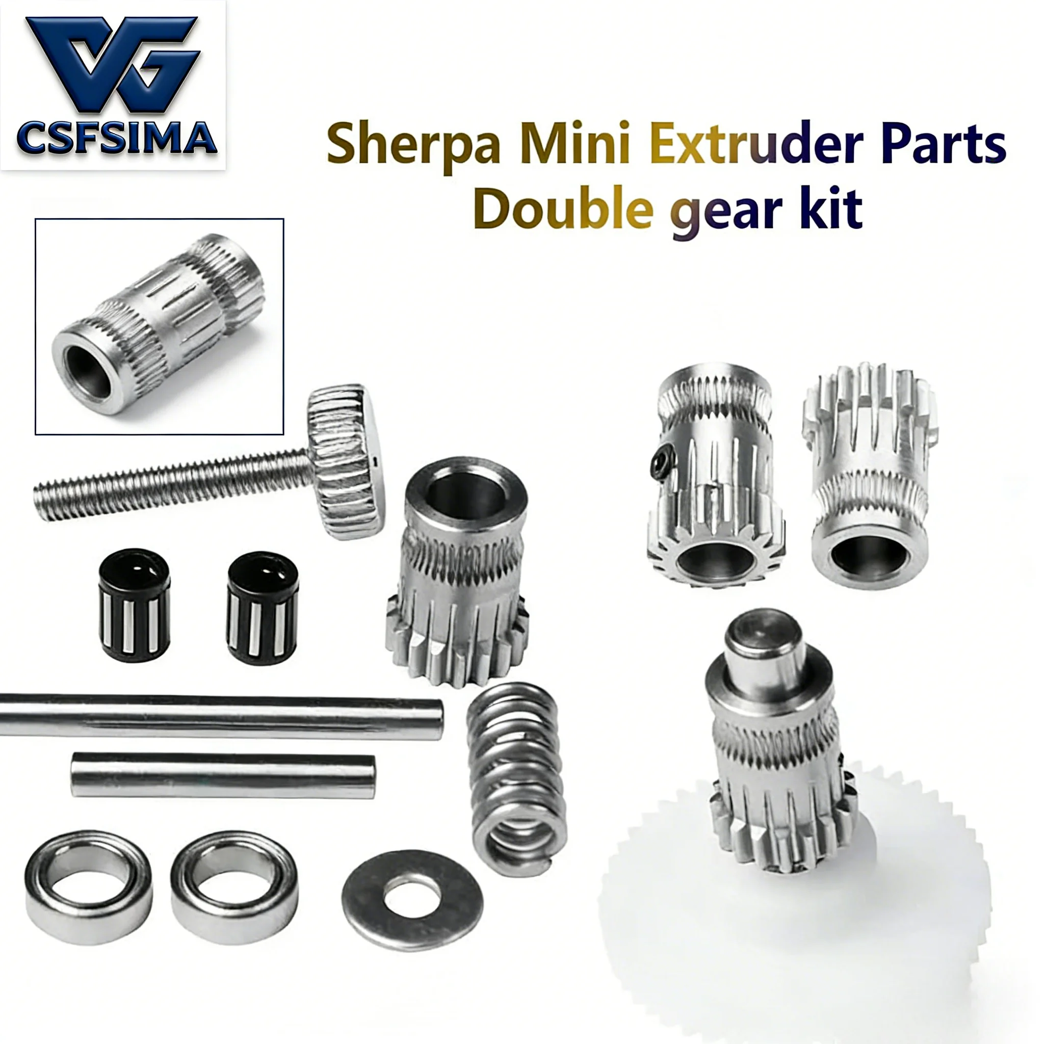 

Модернизированный двухшестеренчатый экструдер: полный комплект запчастей, совместимый с мягкими филаментами, совместим с 3D-принтерами Sherpa Mini