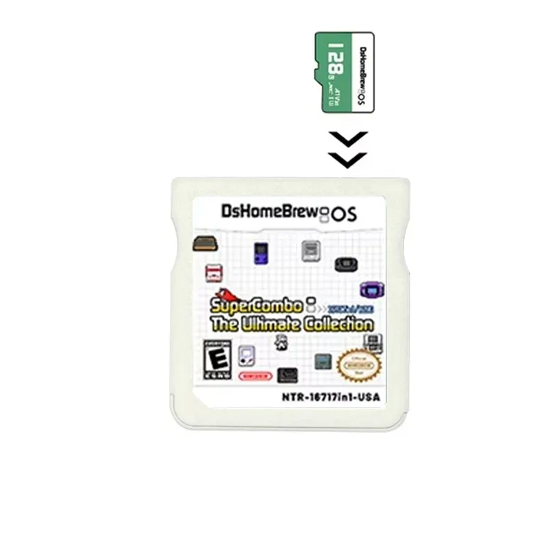 Adaptador de tarjeta de memoria SuperCom DS 16171 en 1 SDHC con tarjeta TF de 128G para consola de videojuegos NDS NDSL 3DS XL 2DS XL, accesorios para DS