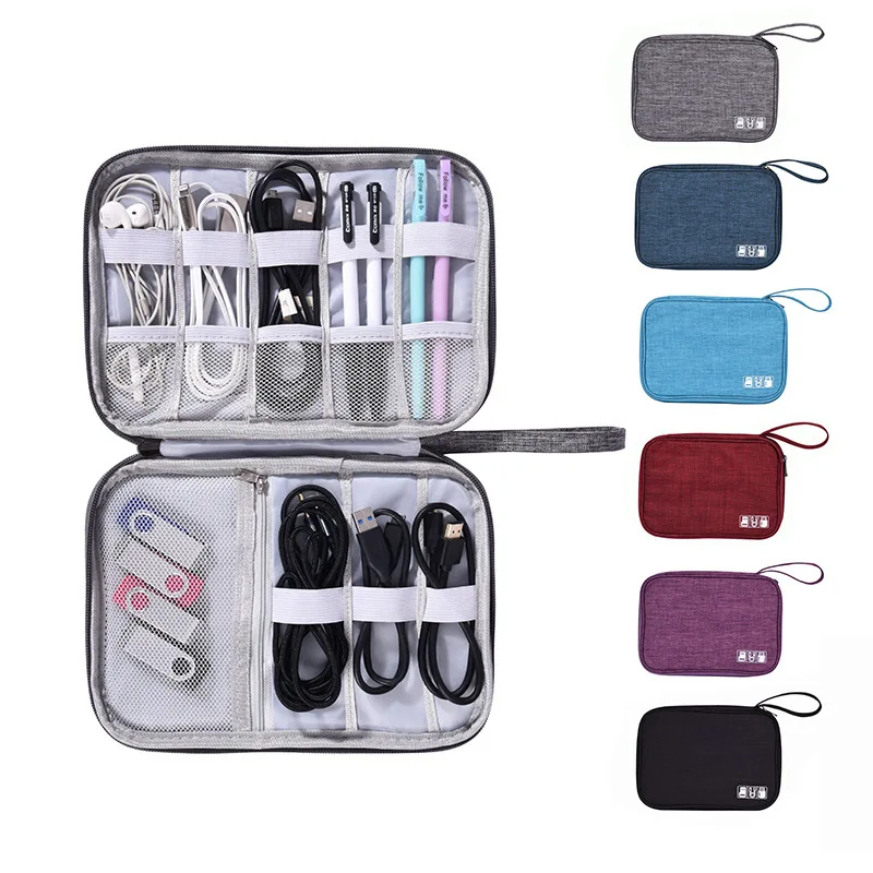 Travel organizer bag, multi-functional storage bag, suitable for data cables, portable office and travel essentials.