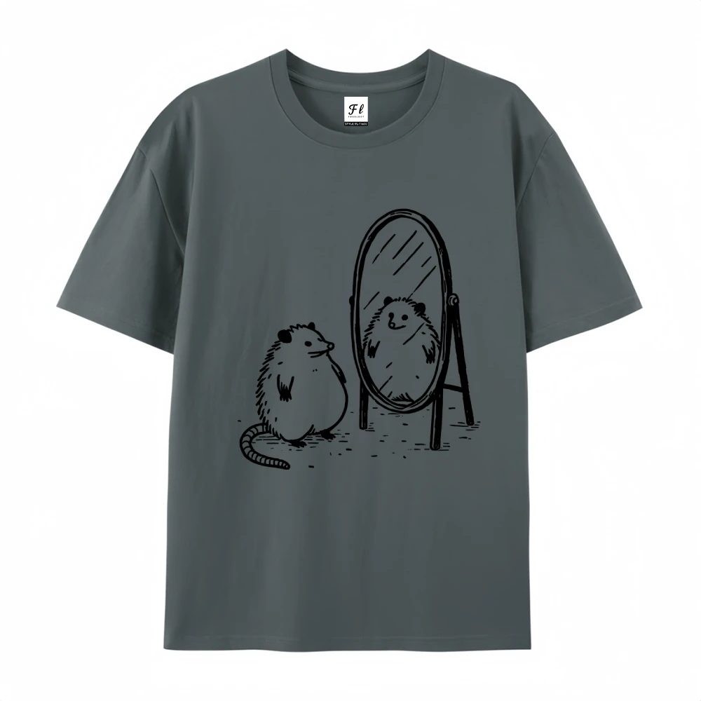 Alt Cool Grunge Y2k Aesthetic، تي شيرت برسومات مرآة الفئران الصغيرة، قميص نسائي صيفي قطني كامل، نمط غير رسمي يرتديها