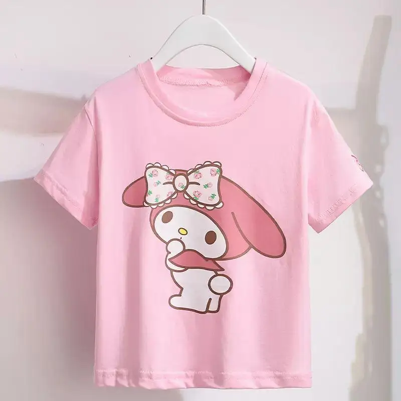 Anime My Melody Girl Preppy Jk Suit Kawaii Cinnamoroll Student Short Sleeve Fashion Pleated Skirt Summer Children's Clothes Gift