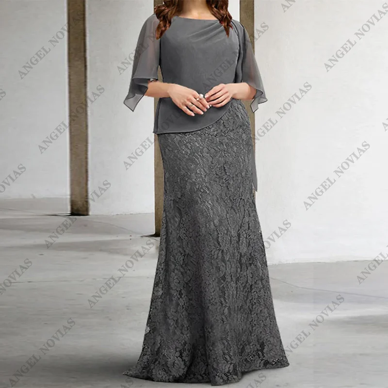 

Customized Long Grey Lace Mother of The Bride Dresses Wedding Evening Dress Vestido Para Madre De La Novia 2024
