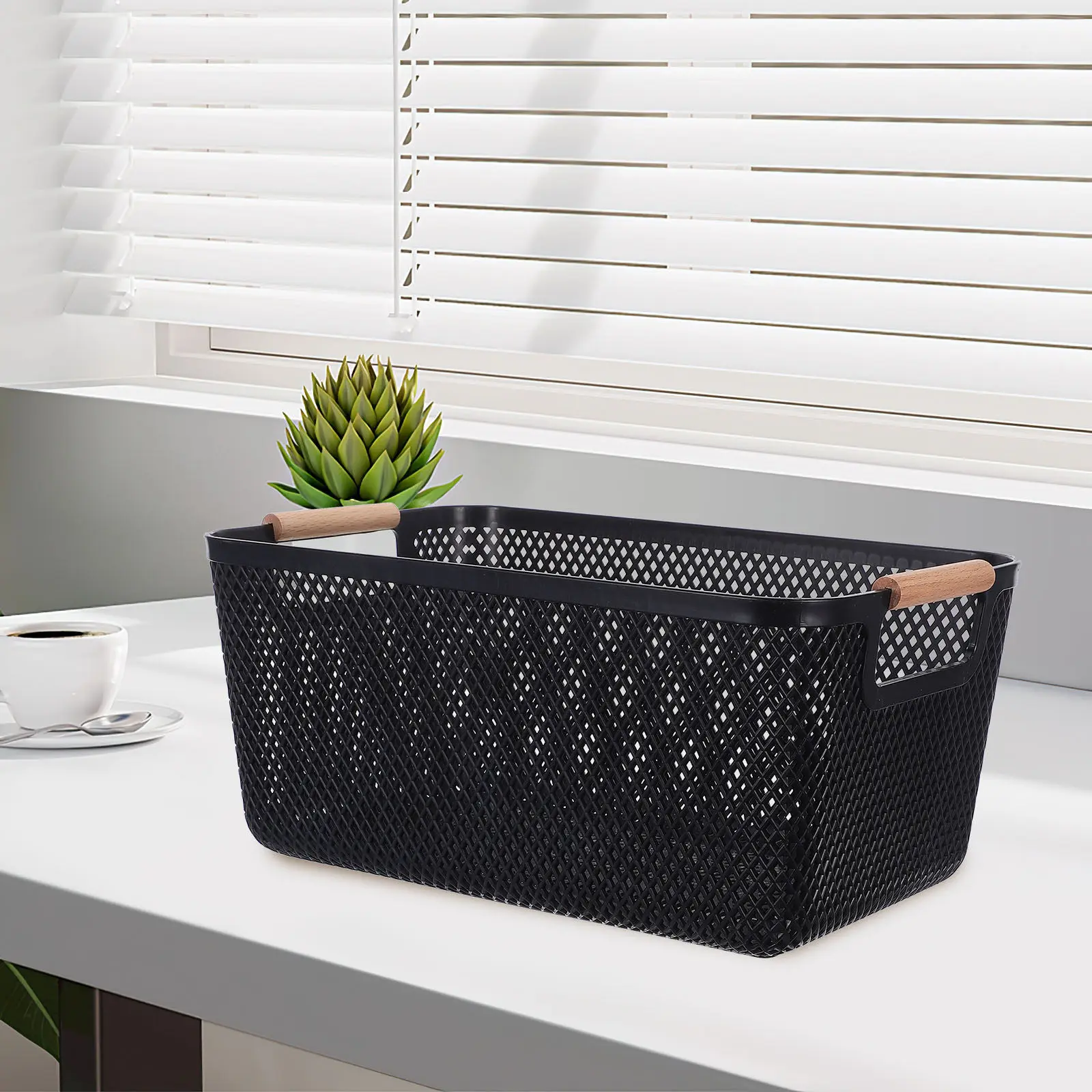 Plastic Storage Basket Divided Tray Organizer Kitchen Desktop Snack Pantry Storage Basket for Office Dorm Small Item