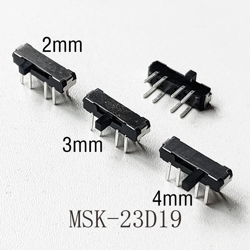 20PCS  Interruptor Micro Slide Switch 8Pin 3Positons DIP PCB Mount Toggle Switch MSK-23D19 Handle H=2mm/3mm/4mm