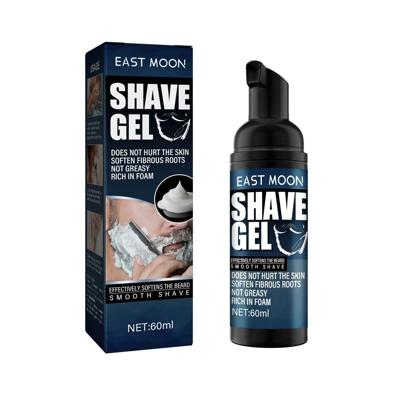 Gel de rasage pour hommes, prévention des coupes, adoucit la barbe, anti-allergie, livres indolores, doux, protège la peau, confortable, crème de