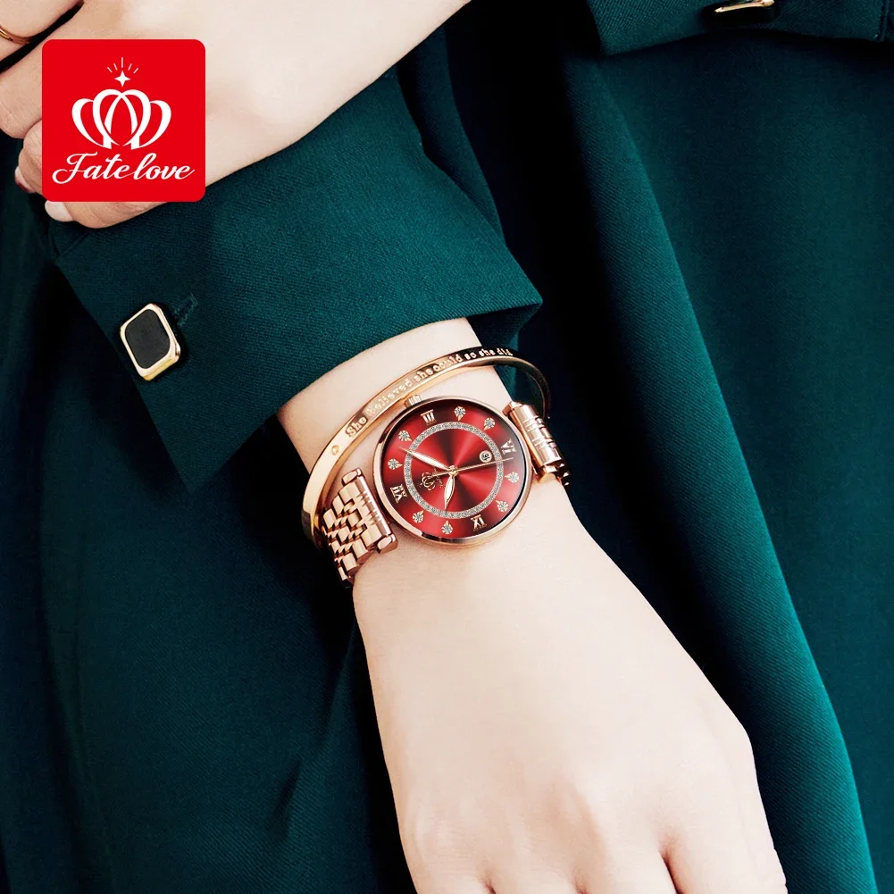 Fate Love 5866 orologi da donna eleganti orologio con movimento al quarzo giapponese per orologio da polso da donna orologio da polso da donna con calendario impermeabile