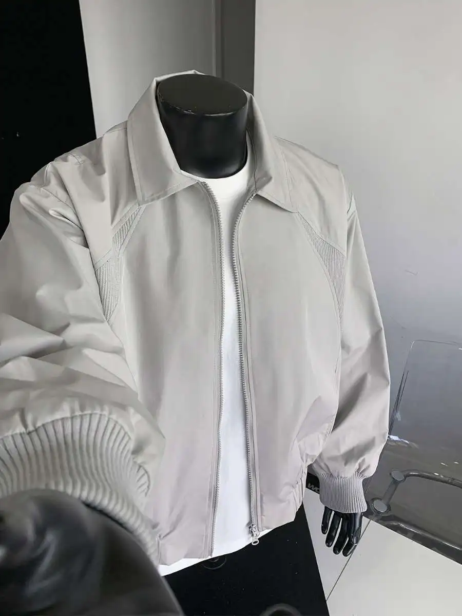 

Мужская осенняя жесткая летная куртка с тройным воротником, рабочая одежда, повседневная свободная посадка из смеси хлопка, молодежная верхняя одежда