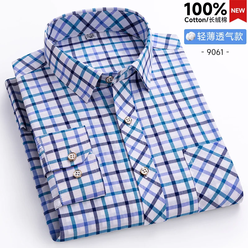 

Men Shirts Long Sleeve 100 Cotton Big Sizes New Classic Fashion Soft Thin Casual Plaid Shirts Men Long Sleeve Social 8XL