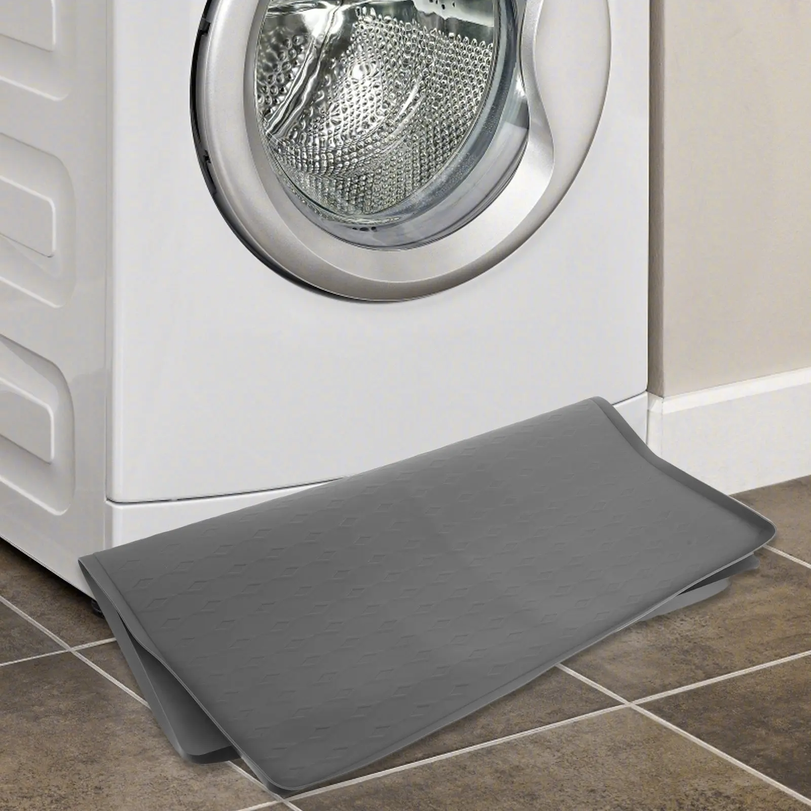 Washing Machine Silicone Protective Mat Elevated Edge Drain Pan for Washer Dryer Vibration Reduction Noise Dampening Easy Clean
