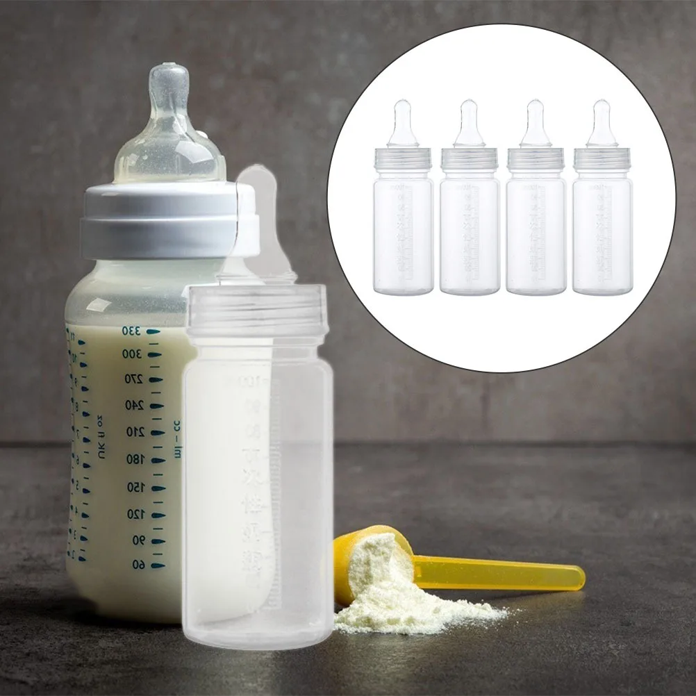 

4pcs Newborn Milk Bottle Disposable Plastic Baby Feeding Bottle 0-3 Months With Scale Leak Proof Portable For Travel Use