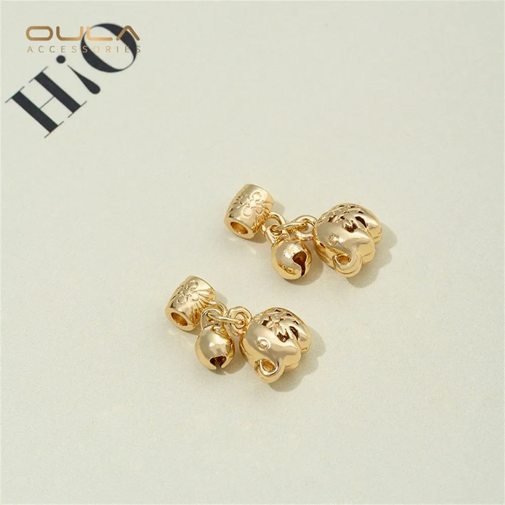 

14K Gold-plated Two Lives Happiness Bucket Bead Pendant Lotus Pod Maneki Neko Bee Little Elephant Bell Handcrafted Jewelry Penda