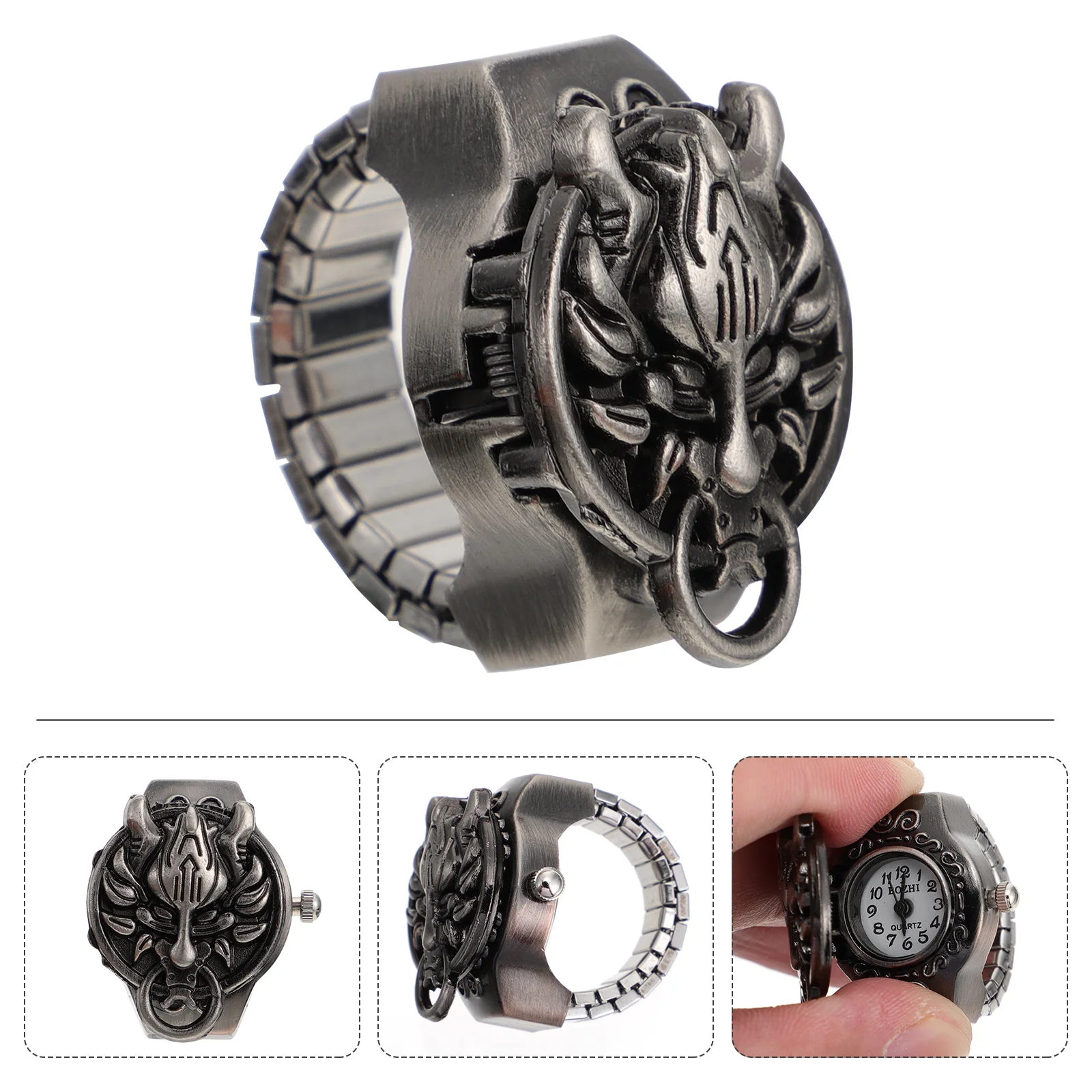 Ring Watch Vintage Women's Watches for Kids Mens Minimalist Zinc Alloy Dragon Head Finger