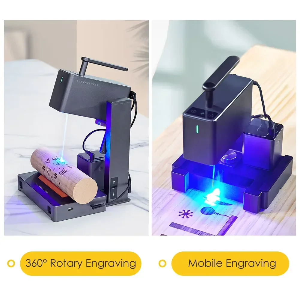 LaserPecker Mini Laser Engraver Portable Laser Engraving Machine for Mobile APP Windows Mac Engrave Leaves Wood Plastic Painted