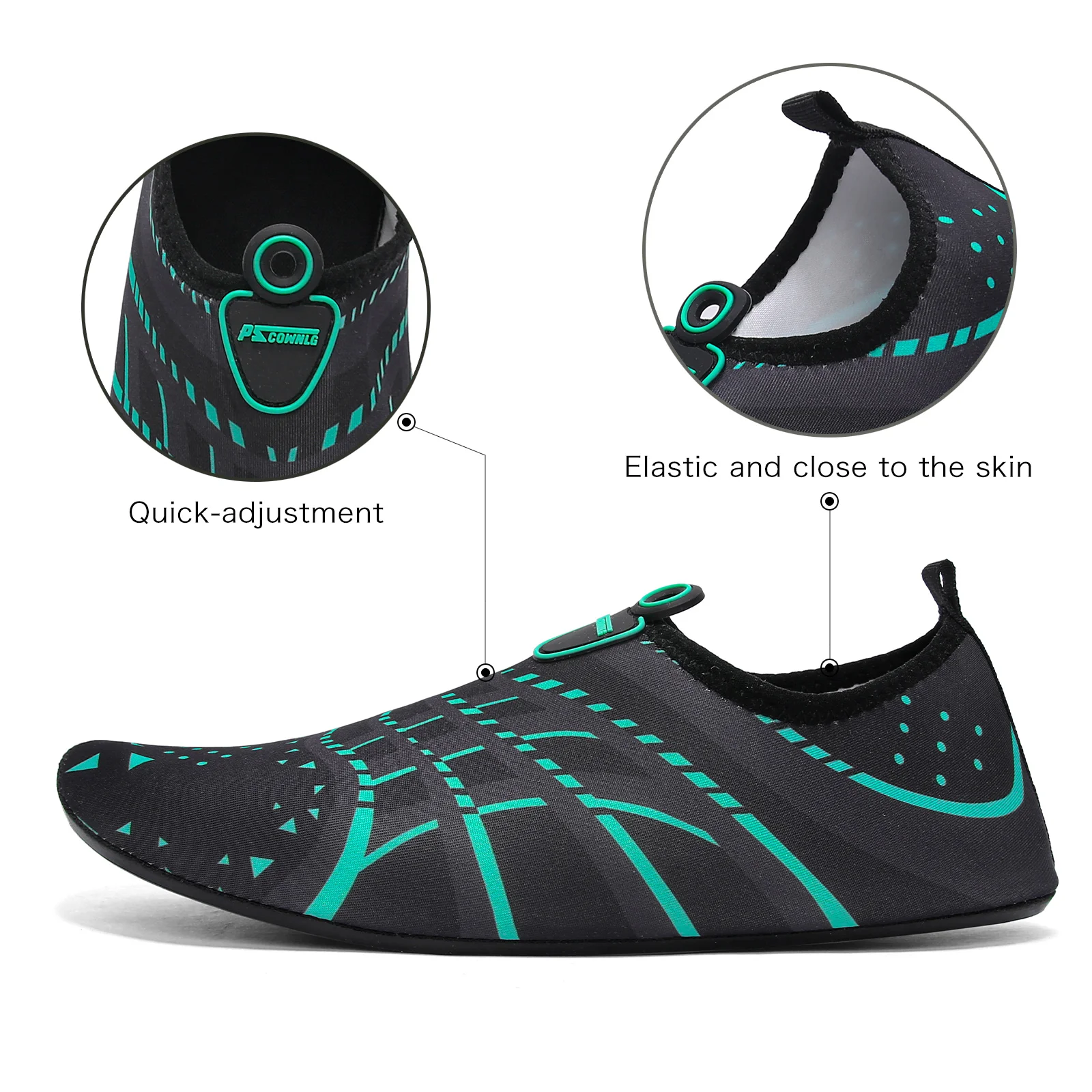 New Beach Shoes Wading Upstream Shoes Non-Slip Water Socks Swimming Shoes Breathable Treadmill Soft Shoes Black Soft Soled