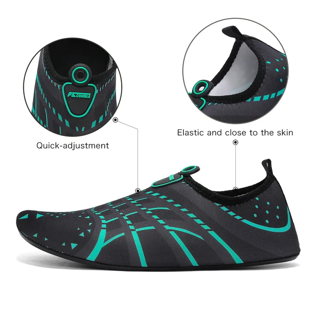 New Beach Shoes Wading Upstream Shoes Non-Slip Water Socks Swimming Shoes Breathable Treadmill Soft Shoes Black Soft Soled 2