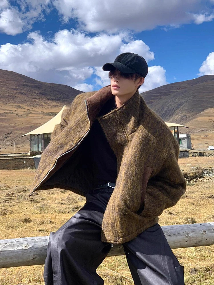 الرجال 2025 الخريف الشتاء جديد عصري القطن وسادات مبطنة النمط الأمريكي شارع العليا سترات الوقوف طوق الراحة معاطف السترة #2