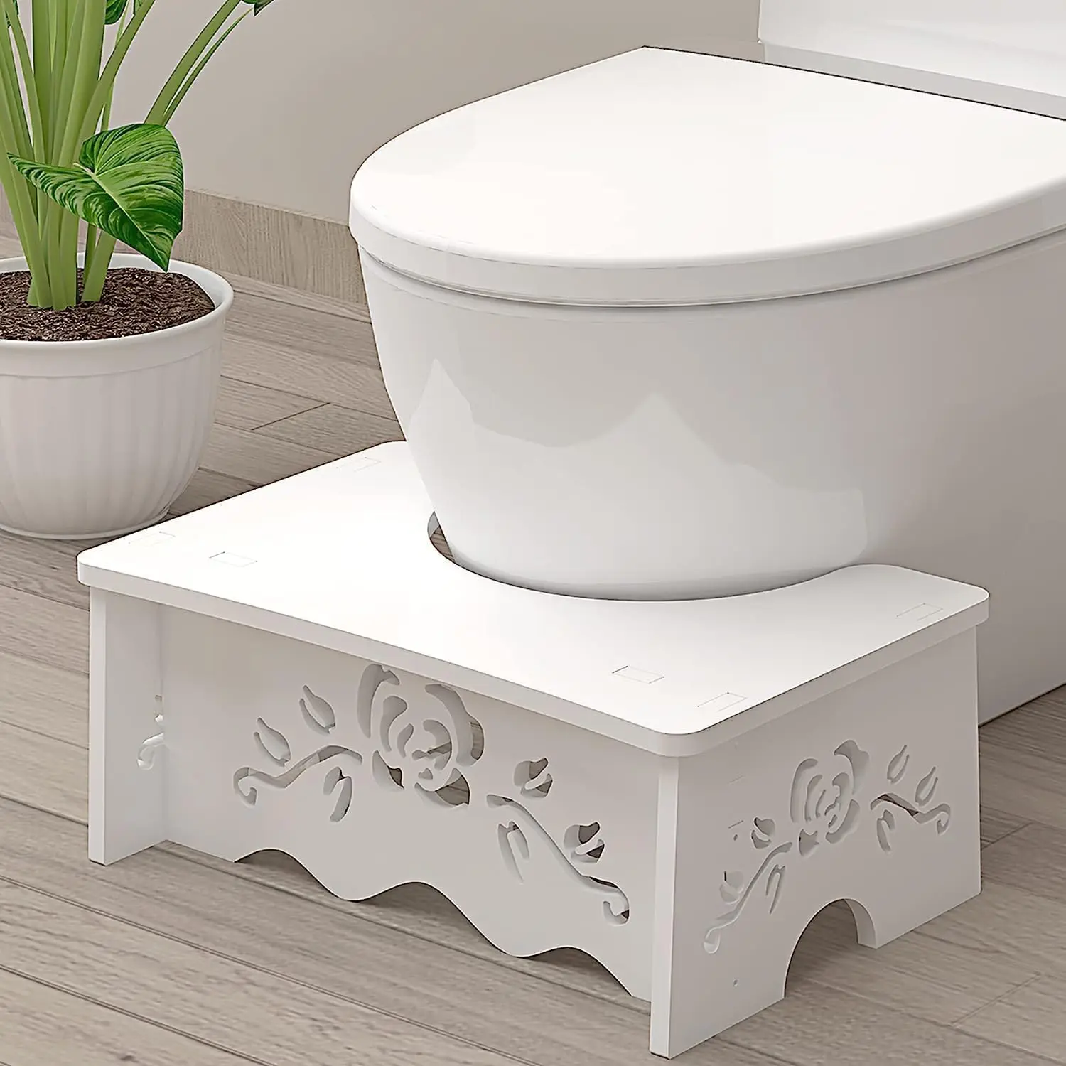 

Squatting Toilet Stool - 7 Inch Poop Stool for Bathroom, Wood-Plastic Composite, Adults & Elderly