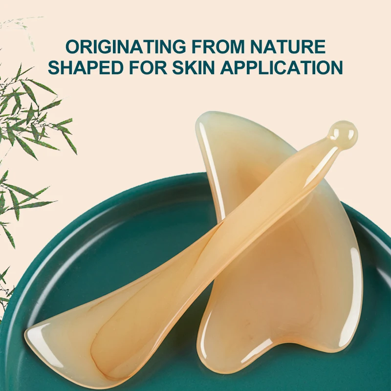 بوق الثور الطبيعي Gua Sha Board ، مدلك للوجه والرقبة والعين ، أداة الوجه من الراتنج ، الجمال والرعاية الصحية ، أداة كشط #1