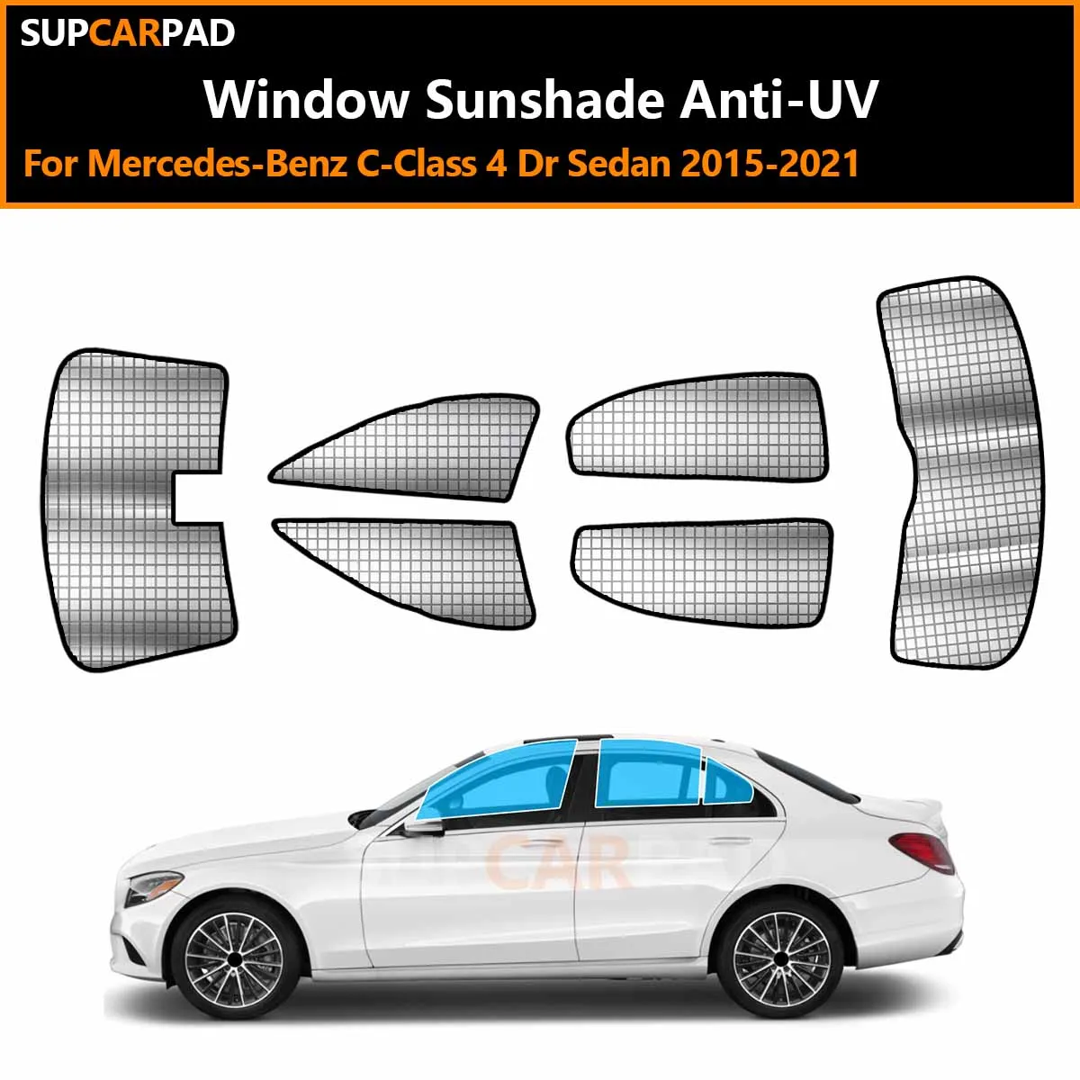 

Солнцезащитные шторки для окон автомобиля Mercedes-Benz C-Class 4-дверный седан 2015-2021, на заказ, с защитой от УФ-излучения, аксессуары