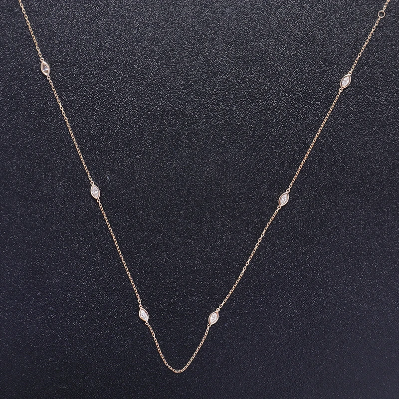 

Provence 1.2ct T.W. Marquise Moissanite Diamond 14K Solid Yellow Gold Bezel Necklace with GRA Certified For Woman Fine Jewelry