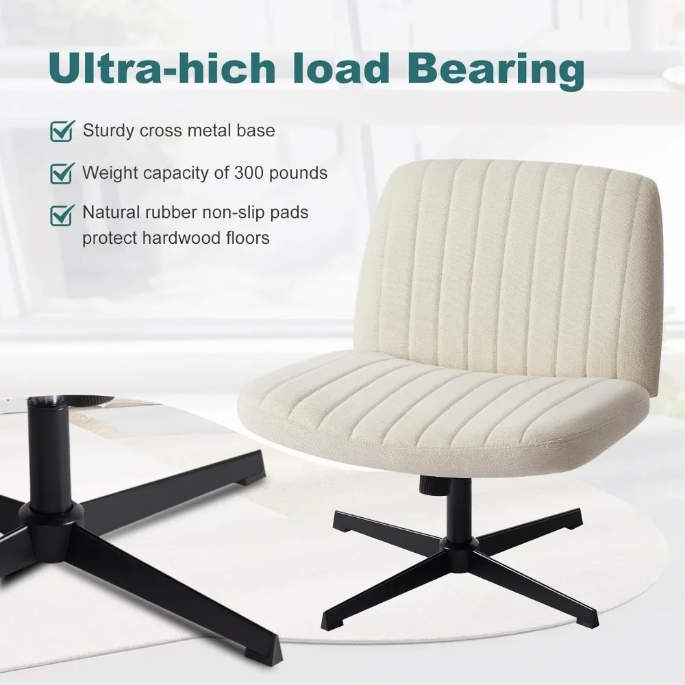 Cross Legged Armless Wide Adjustable Swivel Padded Home Office Desk Chair