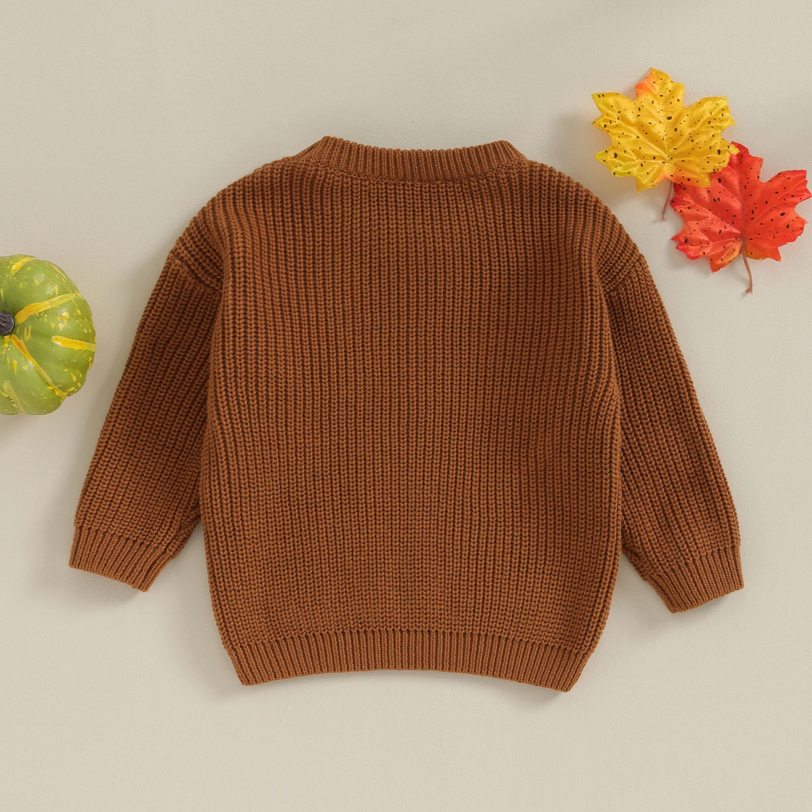 0-3 Years Toddler Girls Autumn Winter Knit Sweater Halloween Costume Long Sleeve Crewneck Letter Embroidery Pullover Knitwear