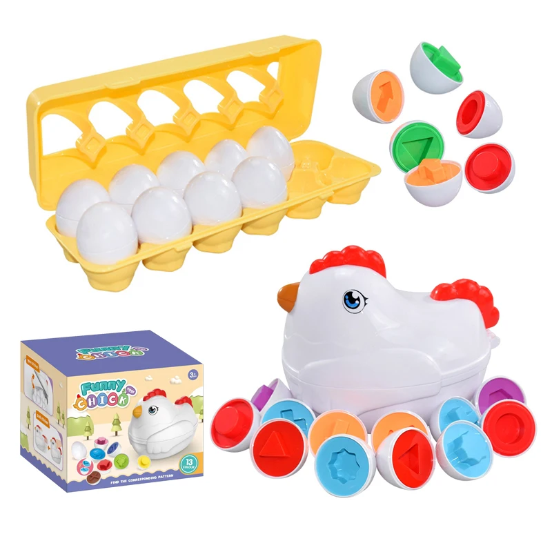 Kids Montessori Smart Eggs Toy Learning Educational Games Shape Matching Sorters Colorful Chicken Eggs Toys For Children