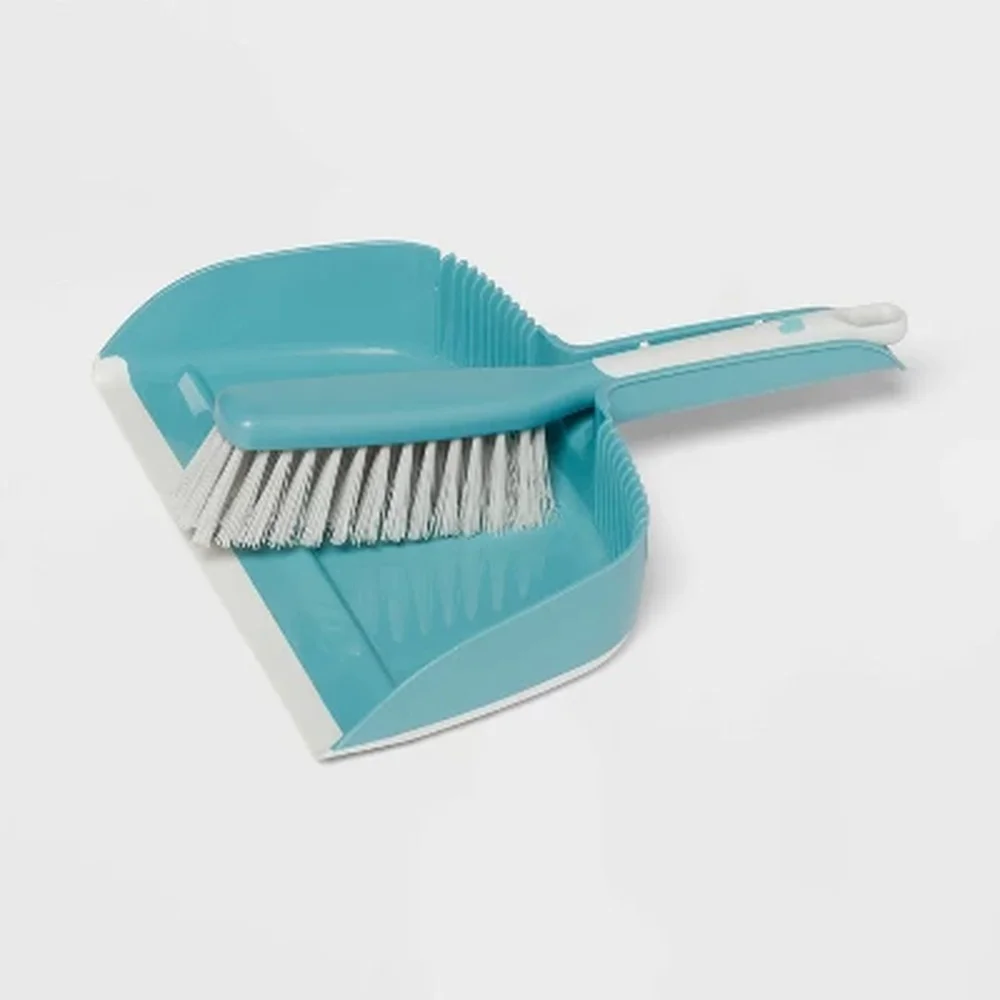 Hand Broom Dust Pan Set Soft Grip Handle Multi-Surface Cleaning Tool Durable Bristles Recycled Material Easy Storage Home Office