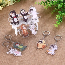 EXO Cartoon CHAN YEOL KeyChain Men XIU MIN Key Chain Women Acrylic Car Cosplay BAEK HYUN Key Ring  Pendant Charm Kid Friend Gift