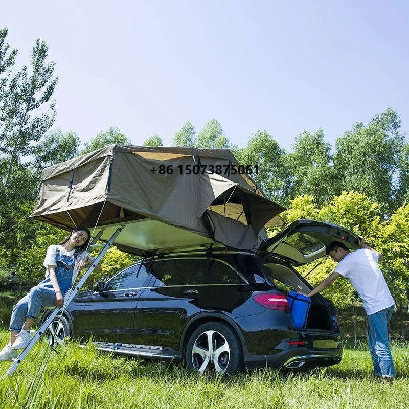 Rip-Stop Canvas Double Layers Rooftop Tent for Outdoor Camping Waterproof Luxury Car Tent
