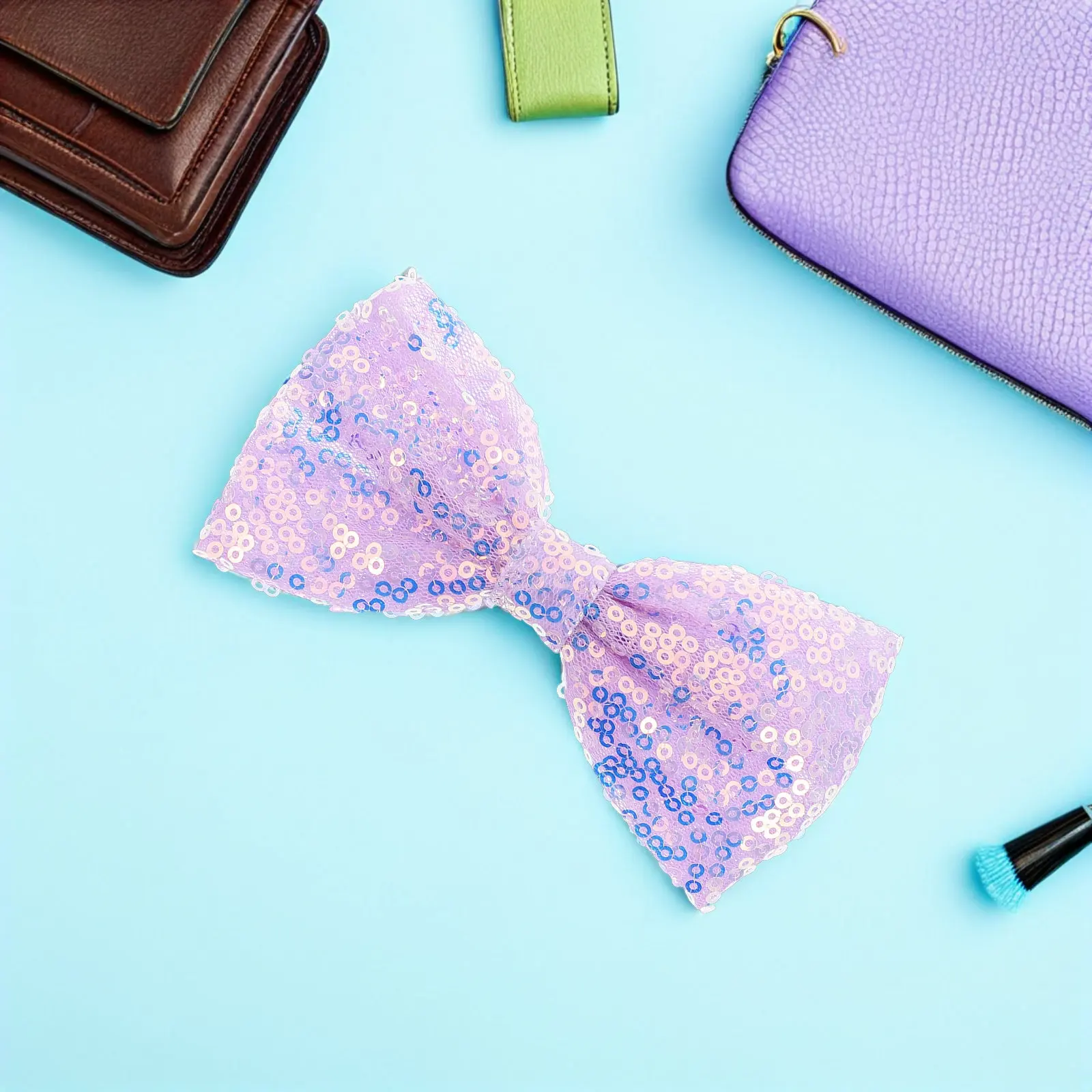 

6Pcs Children's Hair Clips Glitter Bow Hair Accessories Non-Slip Toddler Bowknot Clips Small Sequin Barrettes for Birthday Party