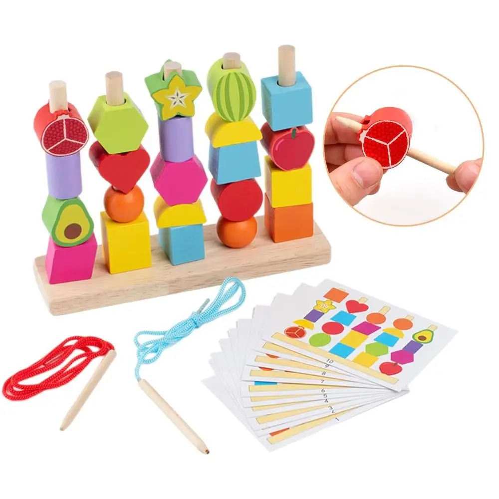 Geometrische kleurvorm Cognitie Speelgoed Montessori Interactieve stapels Blokken Puzzelspel Fruit Kleurvorm Draagbaar