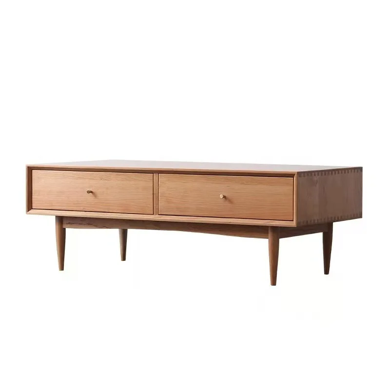 Modern simple small apartment cherry wood furniture, all solid wood Japanese style TV cabinet coffee table