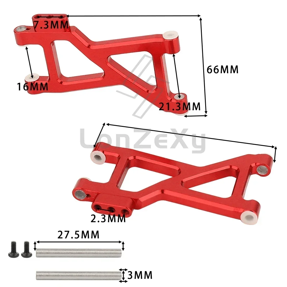 Suspensión inferior delantera y trasera de aleación de aluminio, brazos A para Tamiya TT02B TT-02B 1/10 RC, piezas de mejora de Metal, Color azul y rojo