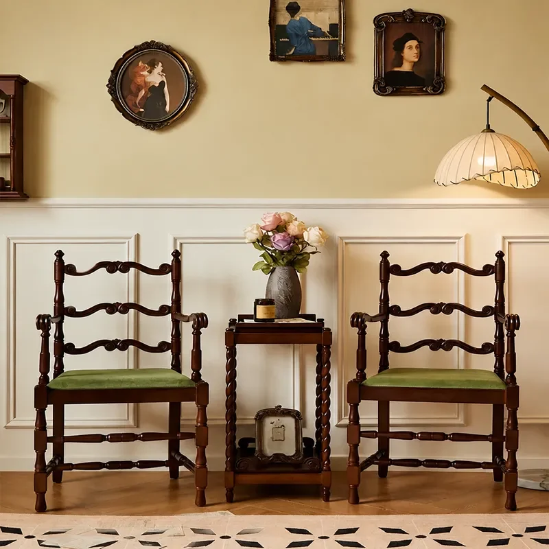 Retro Solid Wood Dining Table Rectangular Antique Home Living Room American Country Style Writing Desk with Drawers