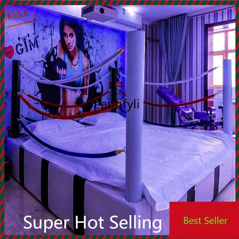 

QQ132 Theme Bed Furniture Hotel Water Bed Electric Luxury Shadow Coffee Couple Ring Bed